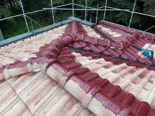 鳴沢村　洋瓦塗装工事